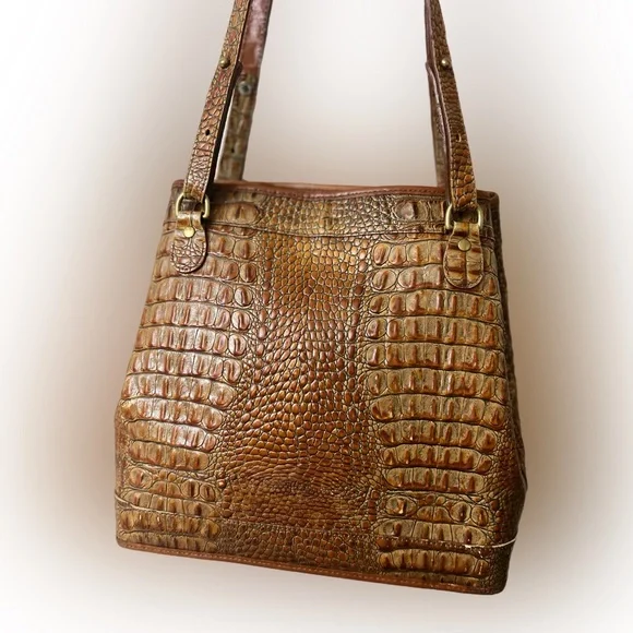 Brahmin Tan Crocodile-Embossed Shoulder Bag - Picture 2 of 15